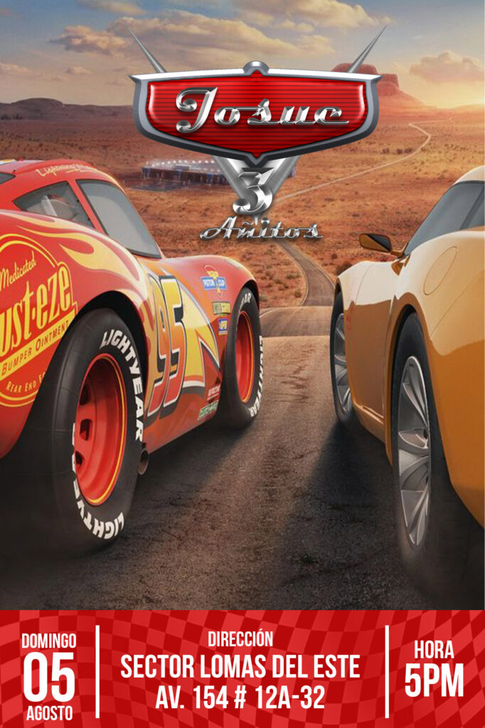 Tarjeta de Invitación Cars PSD Editable