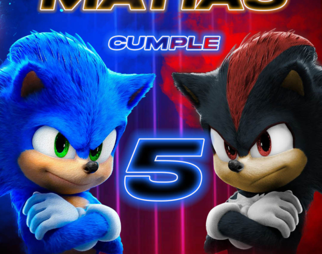 tarjeta de cumpleaños de Sonic para editar