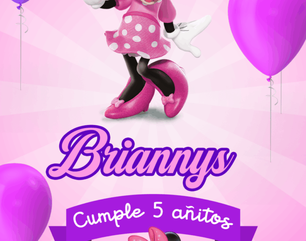 Tarjeta de Invitación de Minie para niñas PSD