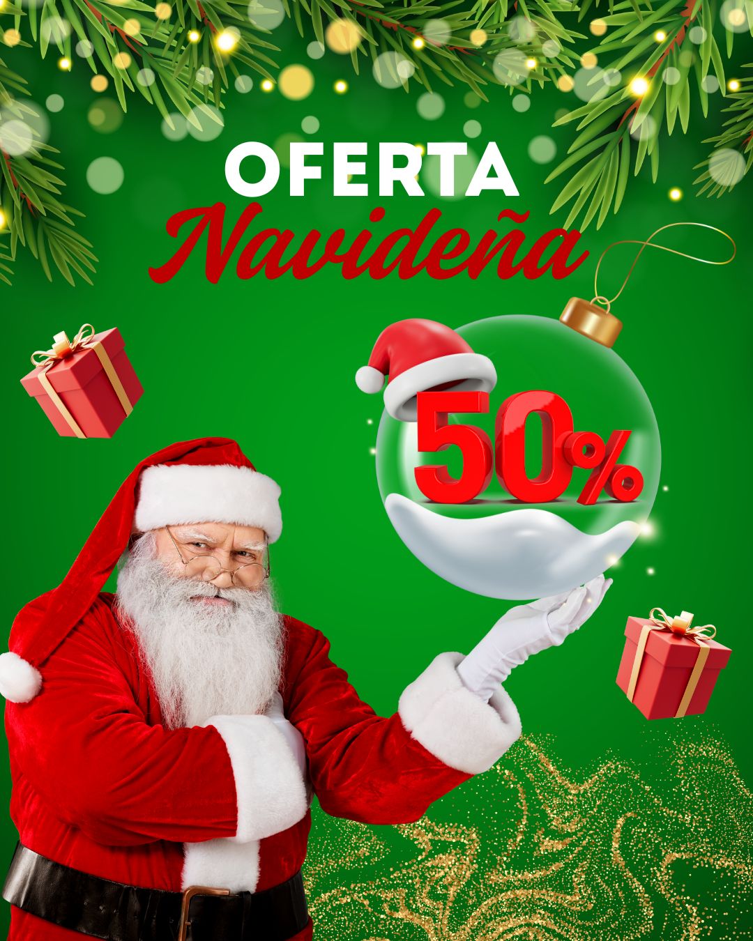 Flyer de oferta navideña editable e canva